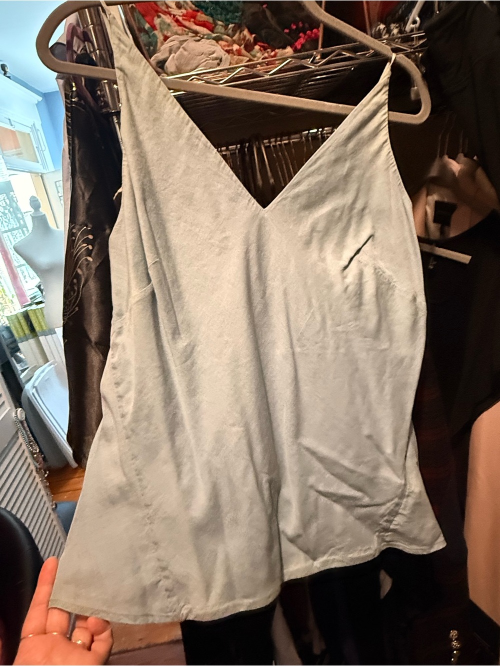 J Brand Pale Blue V-Neck Satin Camisole